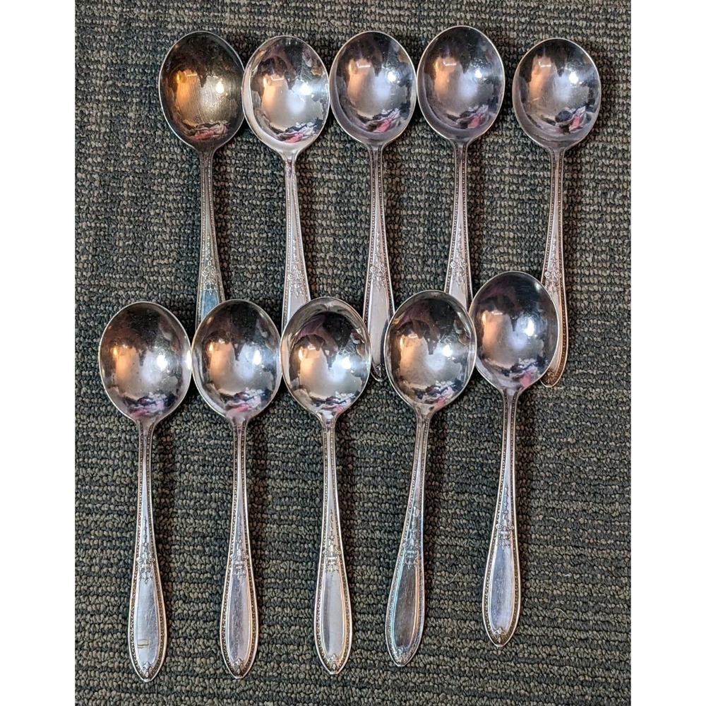 International Wm Rogers AA 10 TRIUMPH Silverplate Gumbo Soup Spoons 7" READ